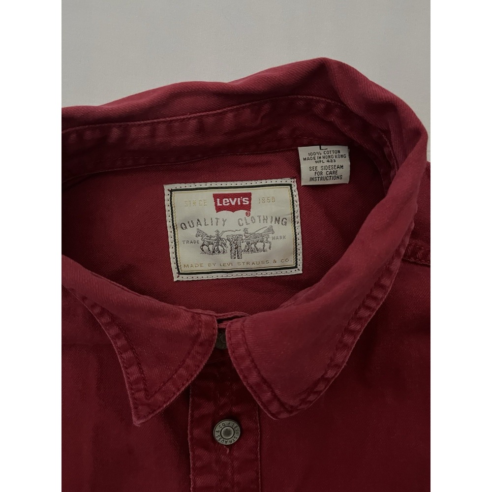 Vintage Levi's Red Tab Authentic Jeanswear Shirt Men's SZ Large Red Long Sleeve - Picture 3 of 6